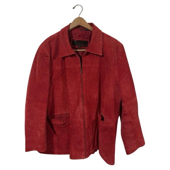 phase two Jackets & Blazers - Phase two vintage 100% western suede leather candy apple red zipup jacke…